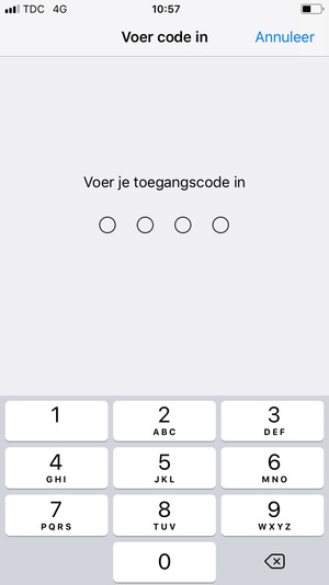 Voer uw toegangscode in als deze geactiveerd is op uw telefoon