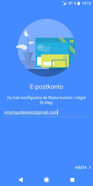 Ange din Gmail-adress och välj NÄSTA