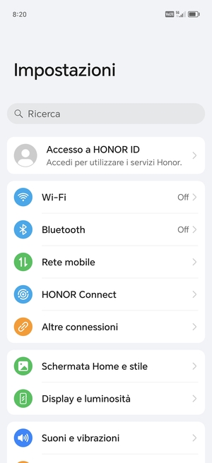 Seleziona Rete mobile