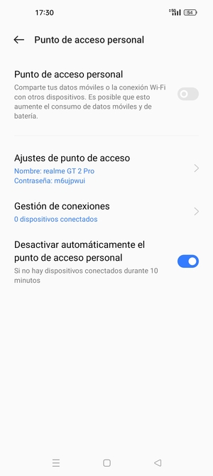 Seleccione Ajustes de punto de acceso
