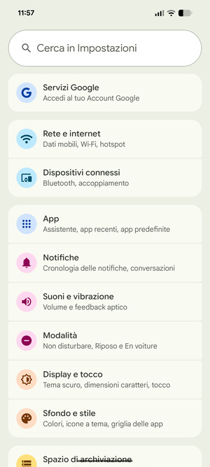 Seleziona Rete e internet