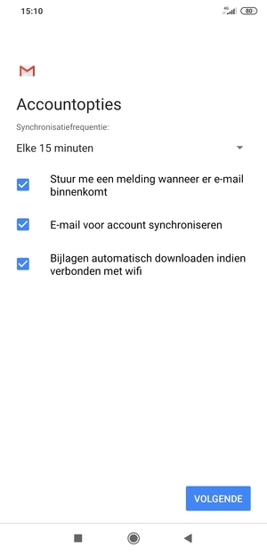 Selecteer VOLGENDE