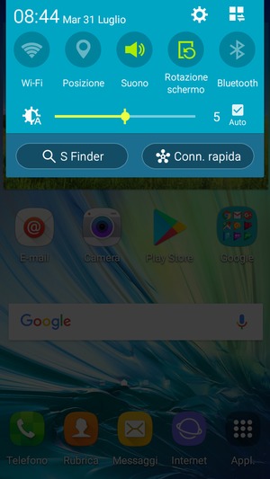 Scorri il menu in alto verso sinistra