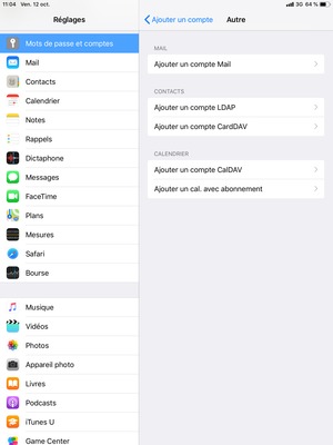 Sélectionnez Ajouter un compte Mail