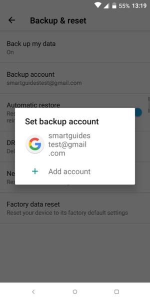 Select your backup account