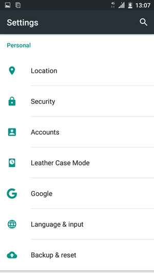 Scroll to and select Security