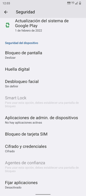Para cambiar el PIN de la tarjeta SIM, desplácese y seleccione Bloqueo de tarjeta SIM