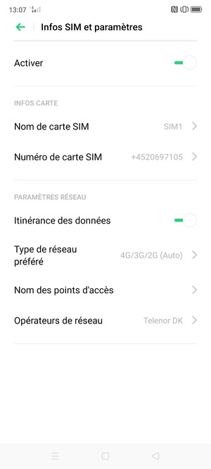 Activer ou désactiver Itinérance des données