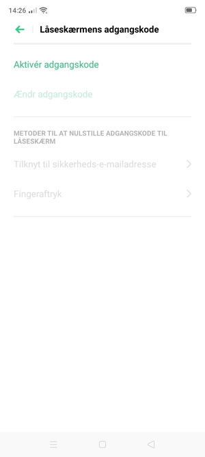 Vælg Aktivér adgangskode