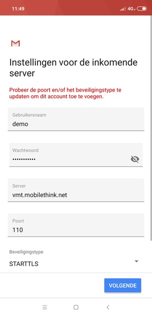 Selecteer Beveiligingstype