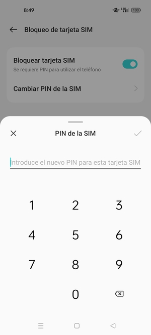 Introduzca su Nuevo PIN para esta tarjeta SIM y seleccione Aceptar