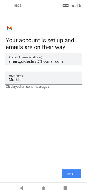 Give your account a name and enter your name. Select NEXT
