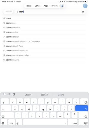 Saisissez le nom de l'appli et sélectionnez Rechercher