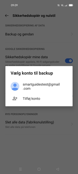 Vælg din sikkerhedskopi-konto