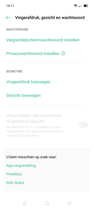 Selecteer Vergrendelingsschermwachtwoord instellen
