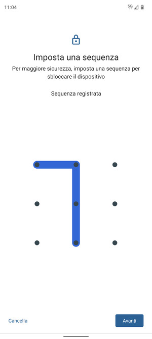 Disegna una sequenza di sblocco e seleziona Avanti