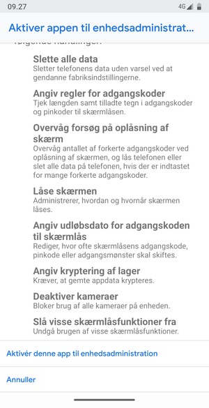 Scroll ned og vælg Aktivér denne app til enhedsadministration