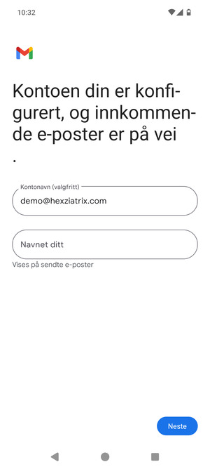 Gi kontoen din et navn, og skriv inn navnet ditt. Velg Neste