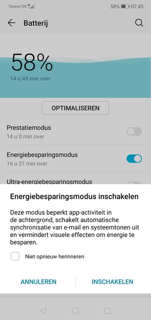 Selecteer INSCHAKELEN