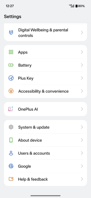 Scroll to and select System & updates