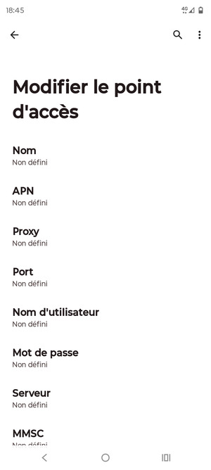 Saisissez les informations Internet