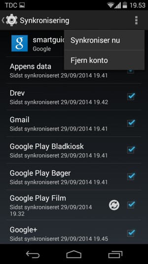 Vælg Synkroniser nu