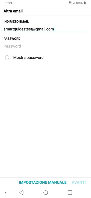 Inserisci il tuo indirizzo Gmail e seleziona PASSWORD