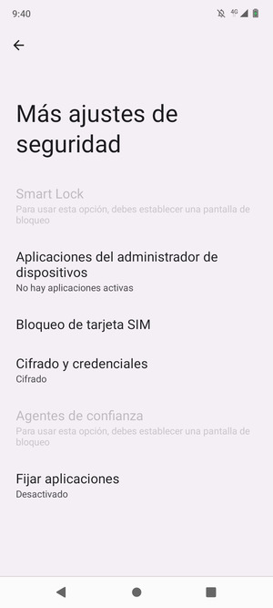 Seleccione Bloqueo de tarjeta SIM
