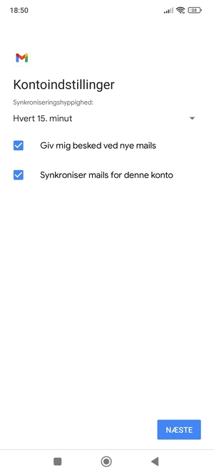 Vælg NÆSTE