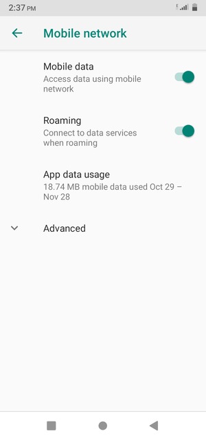 Turn Roaming on or off
