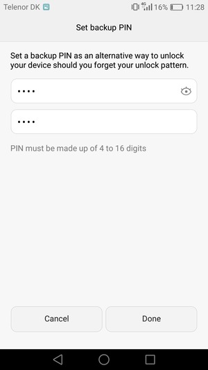 Enter your Backup PIN twice and select Done