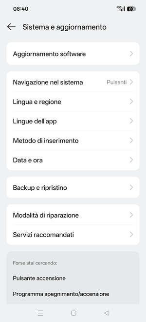Seleziona Aggiornamento software