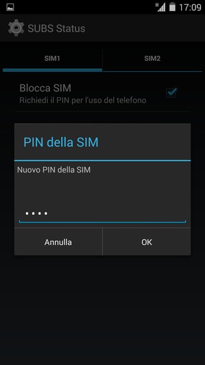 Inserisci Nuovo PIN della SIM e seleziona OK