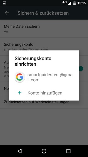 Wählen Sie Ihr Konto für Backup