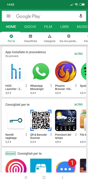 Seleziona la barra di ricerca