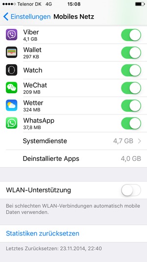 Scrollen Sie nach unten und stellen Sie WLAN-Unterstützung auf  Off
