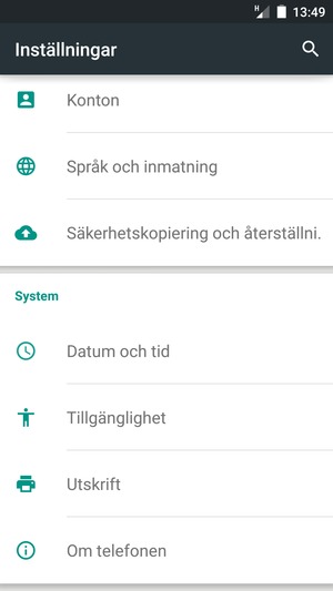 Scrolla till och välj Om telefonen
