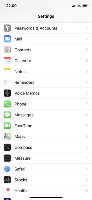 Scroll to and select Passwords & Accounts