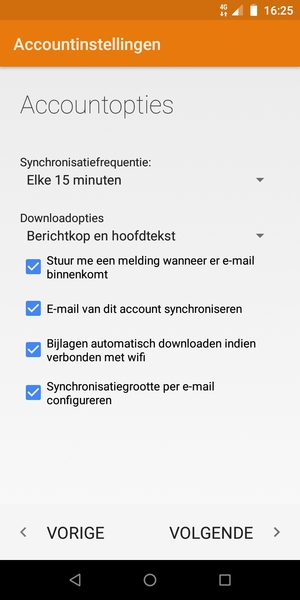 Selecteer VOLGENDE