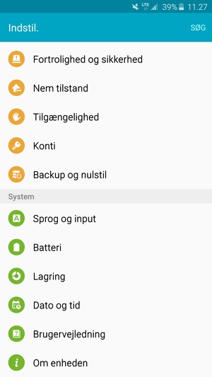 Scroll til og vælg Batteri