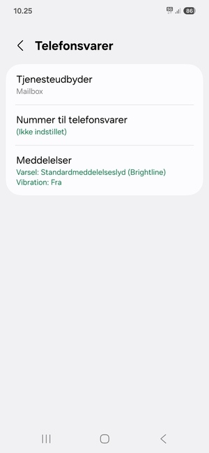 Vælg Nummer til telefonsvarer