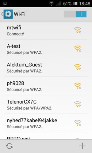 Vous êtes maintenant connecté au réseau Wi-Fi