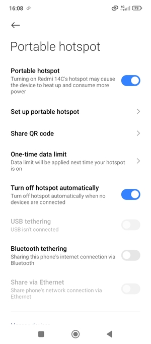 Your phone is now set up for use as a modem