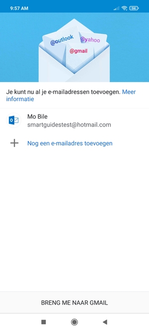 Selecteer BRENG ME NAAR GMAIL