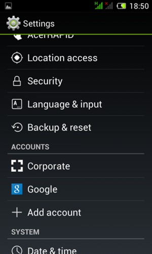 Scroll to and select Google