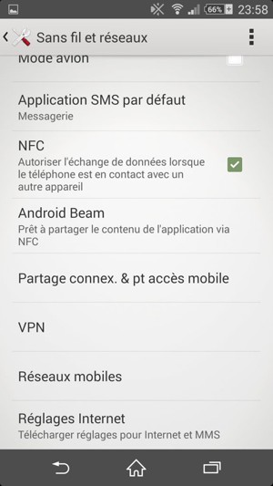 Sélectionnez Réseaux
mobiles