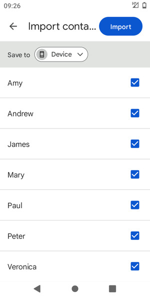 Select the v button