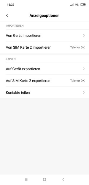 Wählen Sie Von SIM Karte importieren