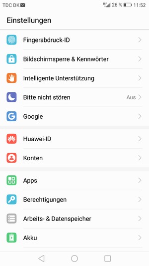 Scrollen Sie und wählen Sie Konten