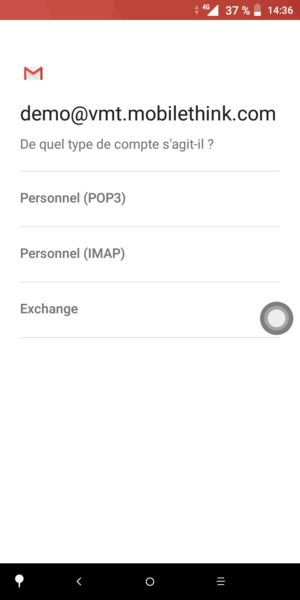 Sélectionnez Personnel (POP3) ou Personnel (IMAP)